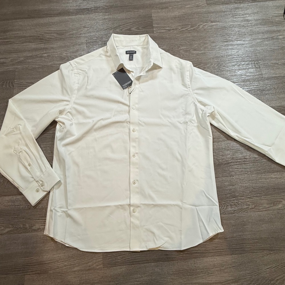Van Heusen Performance Slim Fit Dress‎ Shirt White Ultra Stretch XL VSP25VST